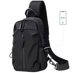 Long Keeper Leichte Brusttasche herren damen – Schultertasche Klein Sling Bag Rucksack mit USB Unisex Crossbag Umhängetasche von Long Keeper