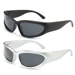 Long Keeper Polarisierte Sport Sonnenbrille Herren Damen - Retro Futuristische Sonnenbrille Polarisiert Angeln Fahrradbrille Sportbrille Wrap Around Brille von Long Keeper