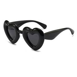 Long Keeper Retro Herz Sonnenbrille - Aufgeblasen Herzbrille Polarisiert Vintage Sonnenbrille Damen UV400-Schutz Herzform Sonnenbrille Party Brille von Long Keeper