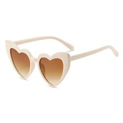 Long Keeper Retro Herz Sonnenbrille - Vintage Damen Sonnenbrille Herzform mit UV400 Schutz Hippie Herzbrille Aesthetic Heart Glasses von Long Keeper