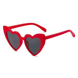 Long Keeper Retro Herz Sonnenbrille - Vintage Damen Sonnenbrille Herzform mit UV400 Schutz Hippie Herzbrille Aesthetic Heart Glasses von Long Keeper