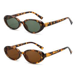 Long Keeper Retro Kleine Ovale Sonnenbrille Damen – Mode Sonnenbrille Oval Vintage Katzenauge Sonnenbrille 90er Rund Ovale Brille UV400 für Damen Herren von Long Keeper