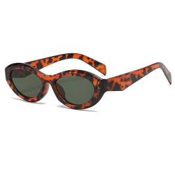 Long Keeper Retro Ovale Sonnenbrille Damen – Mode Kleine Sonnenbrille Oval Vintage Katzenauge Sonnenbrille Retro Rund Ovale Brille 90er Jahre UV400 von Long Keeper