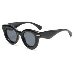 Long Keeper Retro Runde Sonnenbrille Damen Herren Dicke Sonnenbrille Rund Trendy Klobige Klein Vintage Brille UV400 Mode Sonnenbrille, 45MM von Long Keeper