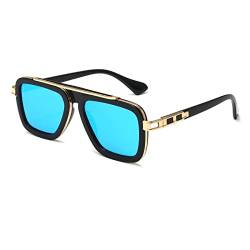 Long Keeper Retro Sonnenbrille Eckig für Herren Damen Klassisch 70er Sonnenbrille Pilotenbrille Metallrahmen Brille Quadratisch mit UV400 Schutz, 52MM von Long Keeper