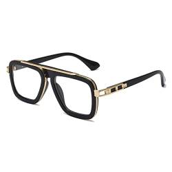 Long Keeper Retro Sonnenbrille Eckig für Herren Damen Klassisch 70er Sonnenbrille Pilotenbrille Metallrahmen Brille Quadratisch mit UV400 Schutz, 52MM von Long Keeper