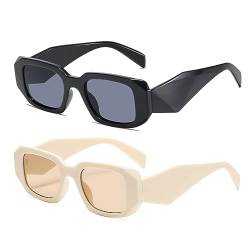 Long Keeper Sonnenbrille Damen Vintage – Retro Rechteckige Sonnenbrille Mode Sunglasses Eckig Brille Unregelmäßiges Quadrat UV400 für Herren Damen von Long Keeper