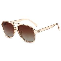 Long Keeper Vintage Sonnenbrille Polarisiert für Herren Damen Klassisch 70er Retro Sonnenbrille Pilotenbrille Groß mit UV400 Schutz von Long Keeper