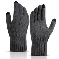 Long Keeper Winter Handschuhe Herren Damen - Gestrickte Touchscreen Handschuhe Winter Fäustlinge Warm Strickhandschuhe mit Gefüttert Outdoor Winterhandschuhe von Long Keeper