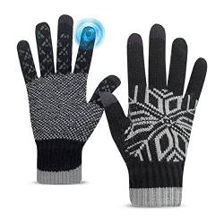 Long Keeper Winterhandschuhe Touchscreen für Herren Damen Winter Gestrickte Handschuhe Winddicht Warme Handschuhe Anti Rutsch Winter Fäustlinge Outdoor von Long Keeper