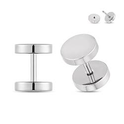 Longbeauty 1 Paar 16G (1,2MM) G23 Titan Ohrstecker Fake Plugs Ohr Tunnel Gauges Herren Damen Unisex Kreis Punkstil Ohr-Piercing Ohrringe, Silber, 6MM von Longbeauty