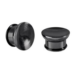 Longbeauty 1 Paar Edelstahl Ohr Plugs Tunnels Flesh Double Flared für Gestreckte Expander Ohrpiercing Schmuck, Schwarz, 14MM von Longbeauty