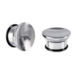 Longbeauty 1 Paar Edelstahl Ohr Plugs Tunnels Flesh Double Flared für Gestreckte Expander Ohrpiercing Schmuck, Silber, 10MM von Longbeauty