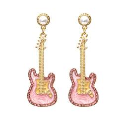 Gitarre Ohrringe für Damen, niedliche Gitarren-Ohrringe für Mädchen, Ohrringe für Musikgitarre, hypoallergen, Ohrringe für rosa Gitarre, Bohemian Ohrringe, NO, Nein, Nein von LongcreekX