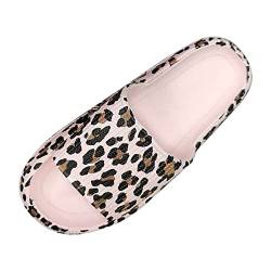 Badeschuhe Damen Cozislides Original Slippers Leopard Wolken Slipper Cloudyzz Schlappen Super Weiche Airfloppy Hausschuhe rutschfeste Pantoletten Badelatschen Offener Zehentranner Sommer Flip Flops von Longra