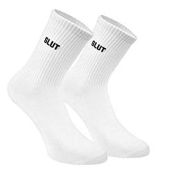 Longzhuo Cool Letter Print Socken Baumwolle Wei? Mid Tube Socken Unisex Gr??e 36,5-42 (# Slut)¡" von Longzhuo