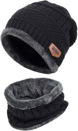 Damen Warme Winter Mütze Strickmütze mit, Mütze mit Loop Schal Set, Damen und Herren Outdoor Sport Wärmen von Lonnalee