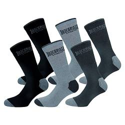 Lonsdale 6 Paar Tennis Socken, ausgezeichnete Baumwollqualität (Schwarz, Mittelgrau, Melangegrau, 39-42) von Lonsdale