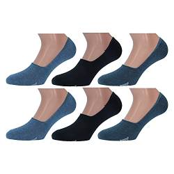 Lonsdale 6 Paar unsichtbare Socken, ausgezeichnete Baumwollqualität, rutschfeste Zone an der Ferse (Mix Blau, 43-46) von Lonsdale