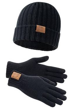 Lonsdale DEAZLEY Unisex Mütze und Handschuh Set, Black, S/M von Lonsdale