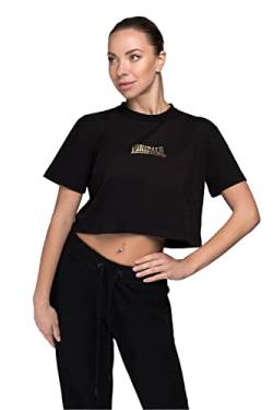 Lonsdale Frauen T-Shirt Cropped AULTBEA Black/Gold XL 117395 von Lonsdale