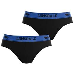 Lonsdale Herren 2 Paar Baumwollmischung Unterwaesche Slips Unterhose Weiss Schwarz Large von Lonsdale