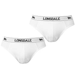 Lonsdale Herren 2 Paar Baumwollmischung Unterwaesche Slips Unterhose Weiss Weiss Medium von Lonsdale