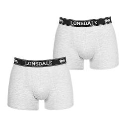 Lonsdale Herren 2 Paar Hipsters Trunk Boxer Shorts Unterhose Unterwaesche Grau Large von Lonsdale