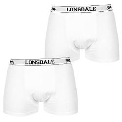 Lonsdale Herren 2 Paar Hipsters Trunk Boxer Shorts Unterhose Unterwaesche Weiss Small von Lonsdale