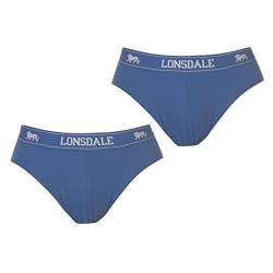 Lonsdale Herren 2Pk Brief Slip Unterhose Blau Large von Lonsdale