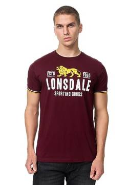 Lonsdale Herren BLAGH T-Shirt, Oxblood/Yellow/White, XXL von Lonsdale