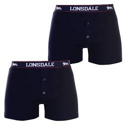 Lonsdale Herren Boxer Shorts Unterhose Unterwaesche 2 Paar Baumwollmischung Blau Extra LGE von Lonsdale