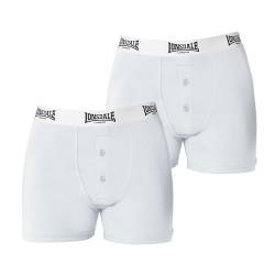 Lonsdale Herren Boxer Shorts Unterhose Unterwaesche 2 Paar Baumwollmischung Weiss Small von Lonsdale