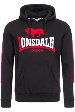 Lonsdale Herren Kapuzensweatshirt Normale Passform LANGWELL Black/White/Red XXL 117356 von Lonsdale