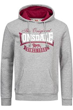 Lonsdale Herren Kapuzensweatshirt Normale Passform STOTFIELD Marl Grey/Oxblood/White XXL von Lonsdale