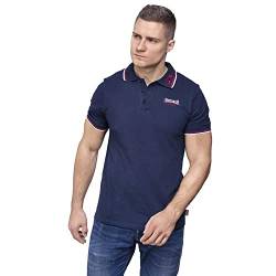 Lonsdale Herren Poloshirt schmale Passform Lion, Navy/Dark Red XXXL, 110629 von Lonsdale