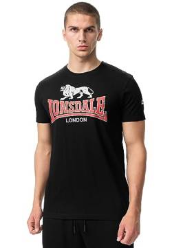 Lonsdale Herren T-Shirt Normale Passform CROMANE Black/Red/Grey XXL, 117443 von Lonsdale