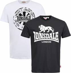 Lonsdale Herren T-Shirt Normale Passform Doppelpack DILDAWN, Black/White 4XL, 113670 von Lonsdale