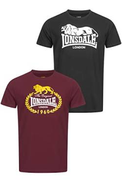 Lonsdale Herren T-Shirt Normale Passform Doppelpack ECCLAW Black/Oxblood 4XL 117433 von Lonsdale