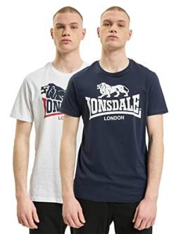 Lonsdale Herren T-Shirt Normale Passform Doppelpack LOSCOE, White/Navy 4XL, 113975 von Lonsdale