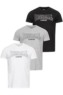 Lonsdale Herren T-Shirt Normale Passform Dreierpack BEANLEY Black/White/Marl Grey M 117435 von Lonsdale
