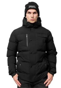 Lonsdale Herren Winterjacke mit Kapuze normale Passform MALLAIG Black/White S, 117497 von Lonsdale