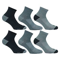 Lonsdale Quarter Tech 6 Paar ideale Socken für Trekking, Rennen, Tennis, Radfahren, ausgezeichnete Baumwollqualität (Anthrazit, Mittelgrau, Melangegrau, 39-42) von Lonsdale