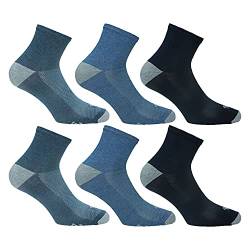Lonsdale Quarter Tech 6 Paar ideale Socken für Trekking, Rennen, Tennis, Radfahren, ausgezeichnete Baumwollqualität (Blau, Jeans, Denim, 35-38) von Lonsdale