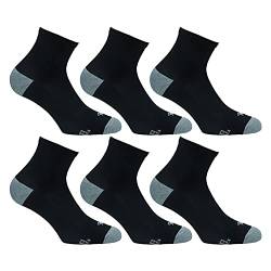 Lonsdale Quarter Tech 6 Paar ideale Socken für Trekking, Rennen, Tennis, Radfahren, ausgezeichnete Baumwollqualität (Schwarz, 35-38) von Lonsdale