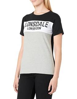 Lonsdale Women's Tallow T-Shirt, Black/Marl Grey/White, XL von Lonsdale