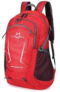 Loocower 45L Leichte Packable Reiserucksack Wanderrucksack, Multifunktionale Tagesrucksack, Faltbare Camping Trekking Rucksäcke, Utra Leicht Outdoor Sport Rucksäcke Tasche - Red von Loocower
