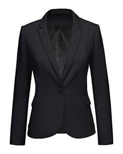 LookbookStore Damen-Blazer mit Reverstaschen, Knopfleiste, Arbeit und Büro, schwarz, X-Large von Lookbook Store