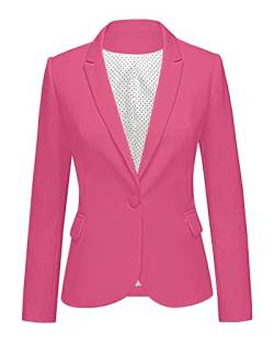 LookbookStore Damen-Blazer mit eingekerbten Reverstaschen, Knopf, Arbeit, Büro, Jacke, Hot Pink1, L von Lookbook Store