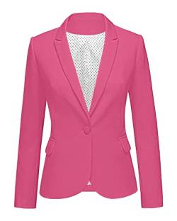 LookbookStore Damen-Blazer mit eingekerbten Reverstaschen, Knopf, Arbeit, Büro, Jacke, Hot Pink1, XL von Lookbook Store